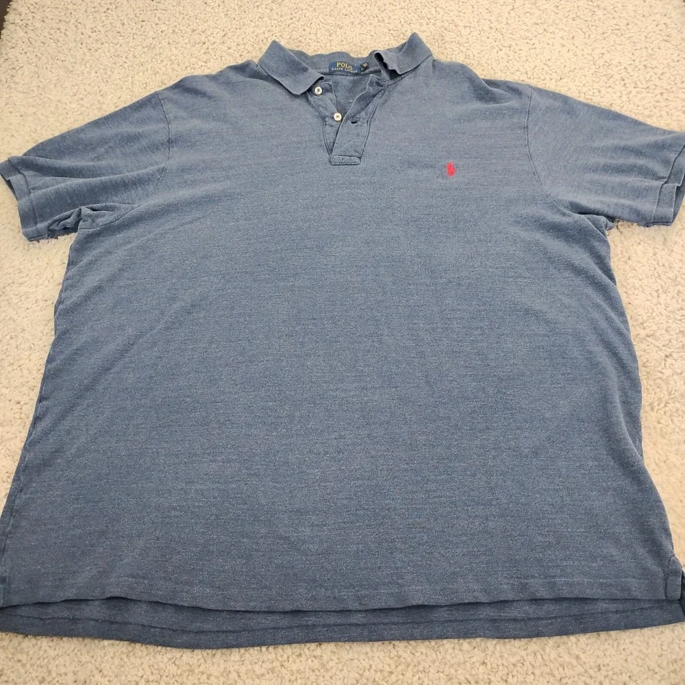 Polo Ralph Lauren Shirt Mens 4XLT Blue Logo Preppy Rugby Casual Pony 90s A4*